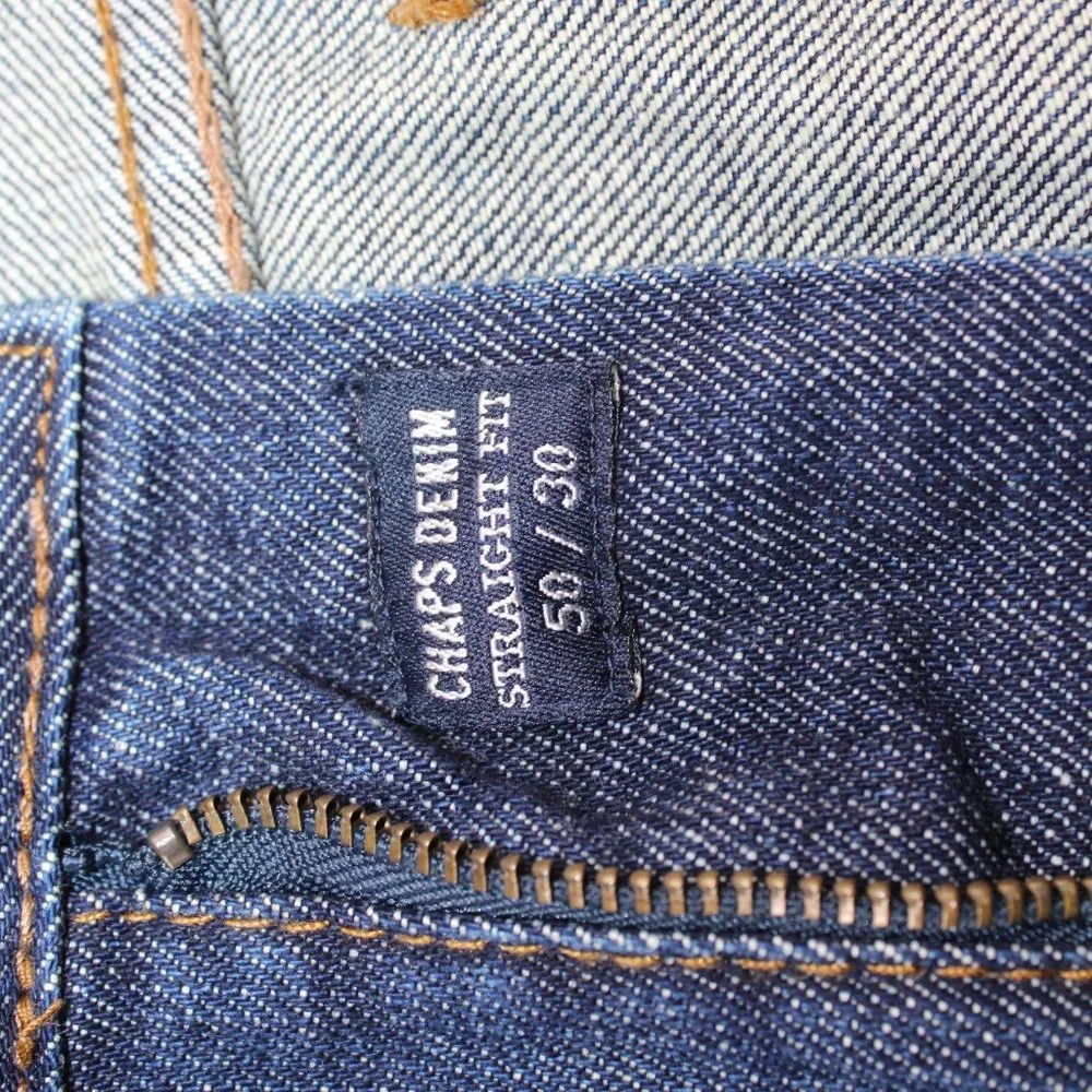 CHAPS Ralph Lauren Men's 50 X 30 Straight Fit Blue Jeans Denim Medium Wash - Picture 11 of 16